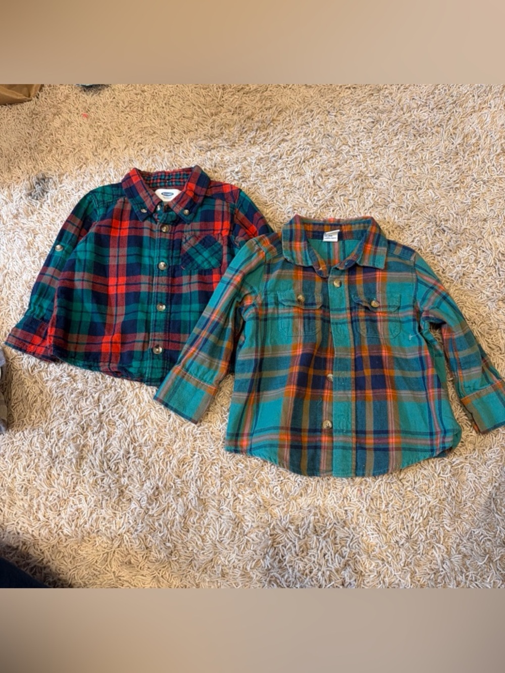 Old Navy Kids Plaid Button-Down Shirt - Teal & Green